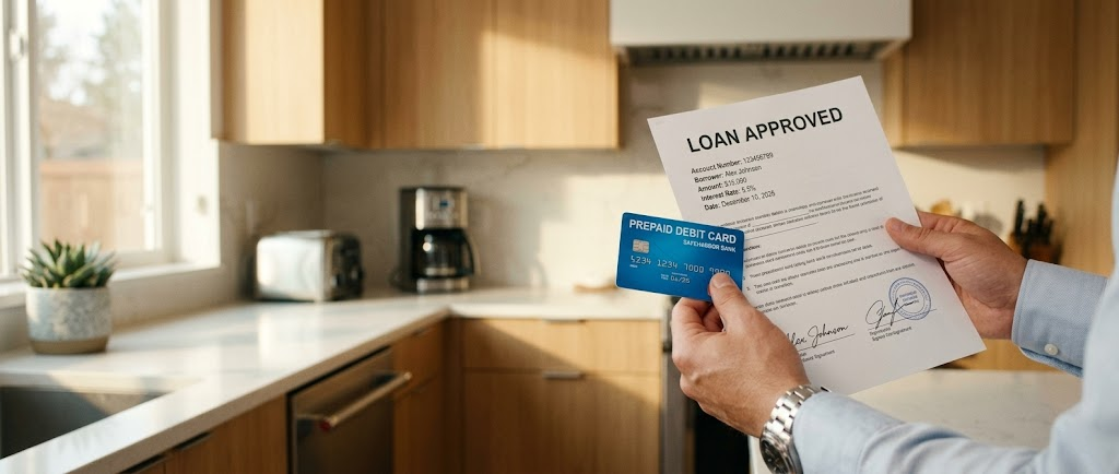 A borrower using a prepaid card for loans without a bank account.